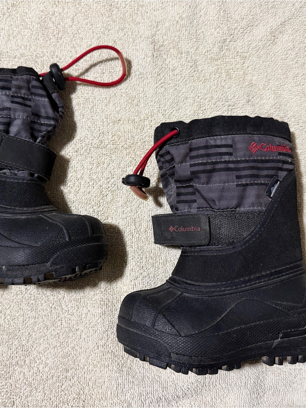 Columbia Kids Black and Red Insulated Snow Boots